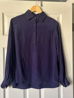 Vintage Valentino Purple 100% Silk Button-Down Blouse